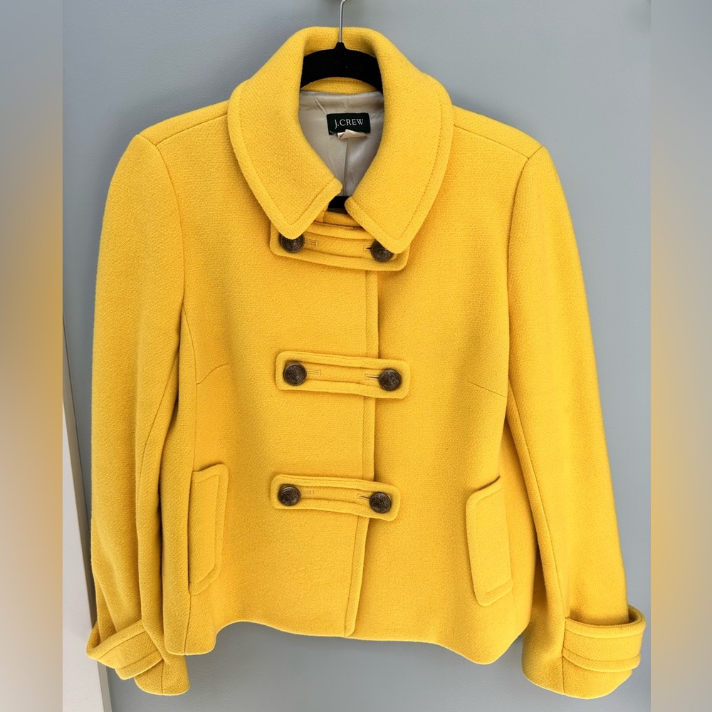 J. Crew Women’s Military Style Wool Pea Coat - Yellow Gold - Size 6